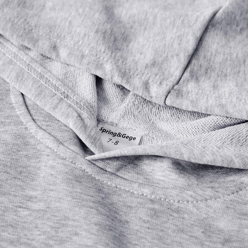 Spring&Gege Youth Solid Pullover Sport Hoodies Soft Kids Hooded Sweatshirts for Boys and Girls Size 7-8 Years Gray - Image 3